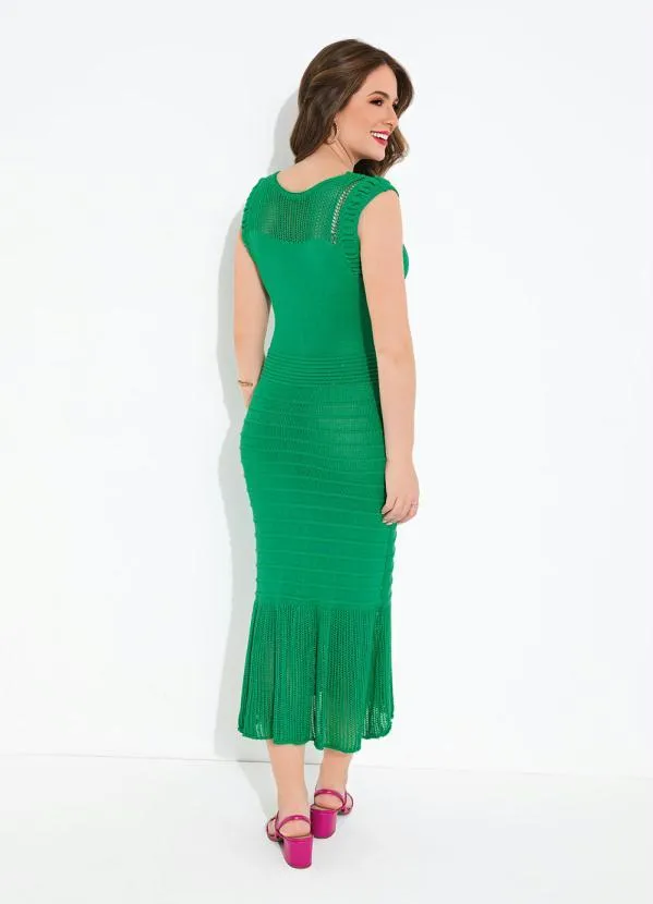 Rosalie - Vestido em Tricô Verde Babado 3