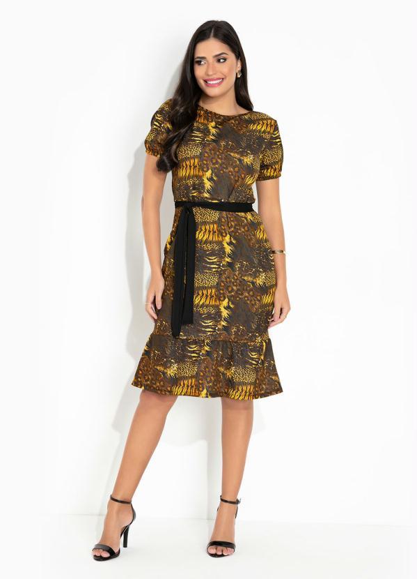 Outlet - Vestido Felinos com Amarração Moda Evangélica 3