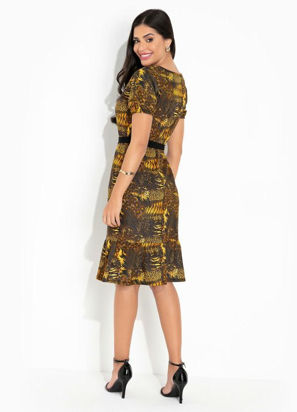 Outlet - Vestido Felinos com Amarração Moda Evangélica 4
