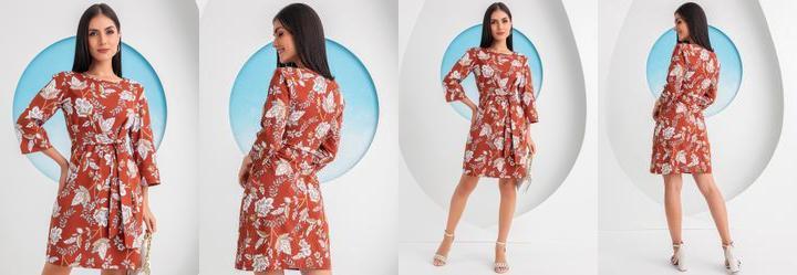 Vestido Floral Boho em Malha de Algodo