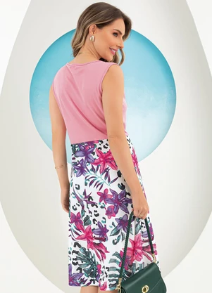 Rosalie - Vestido Floral Branco em Malha - ROSALIE