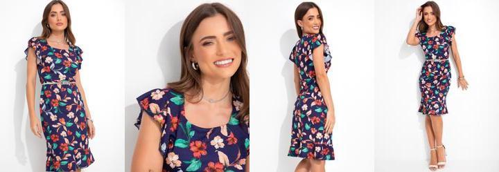 Vestido Floral Colorido em Malha