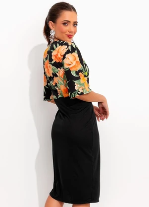Moda Pop - Vestido Floral Escuro em Malha - MODA POP