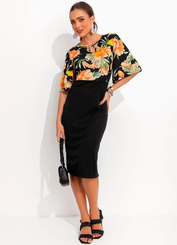 Moda Pop - Vestido Floral Escuro em Malha 3