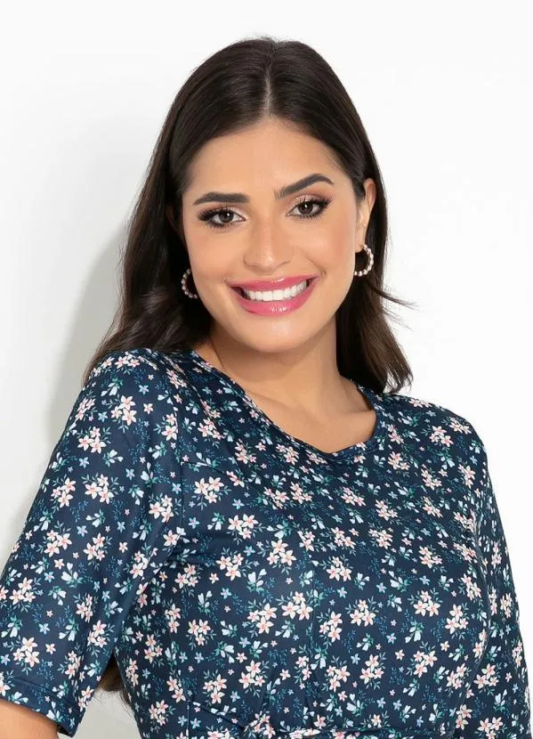 Rosalie - Vestido Floral Marinho com Fenda 3