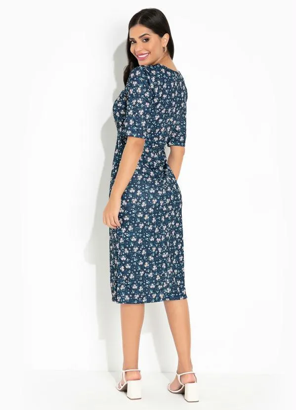 Rosalie - Vestido Floral Marinho com Fenda 5