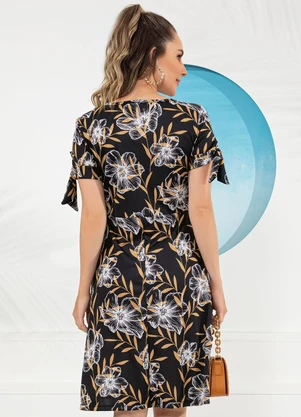 Rosalie - Vestido Floral Marinho em Malha - ROSALIE