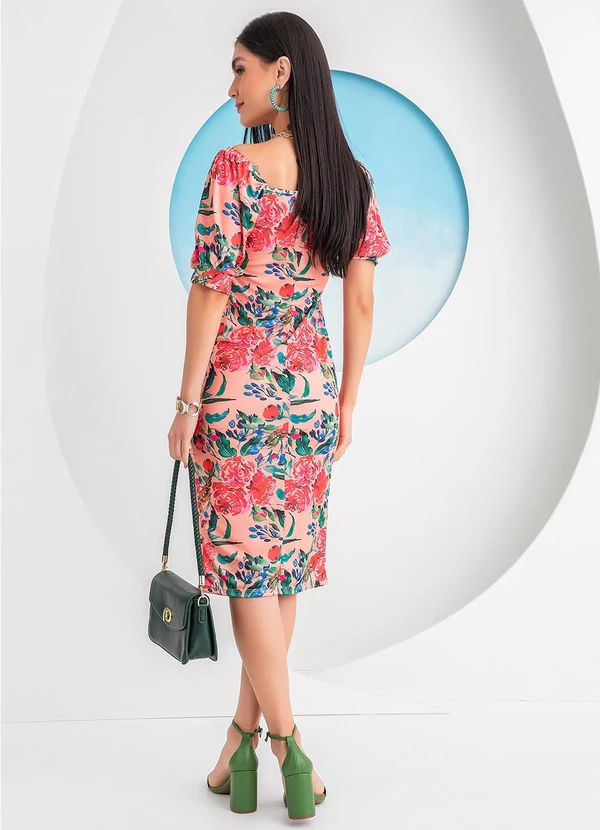 Rosalie - Vestido Floral Vibrante em Jersey Acetinado 4