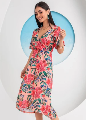 Rosalie - Vestido Floral Vibrante em Jersey Acetinado - ROSALIE