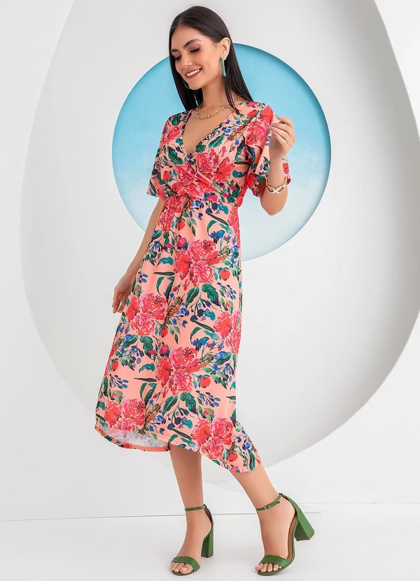 Rosalie - Vestido Floral Vibrante em Jersey Acetinado 3