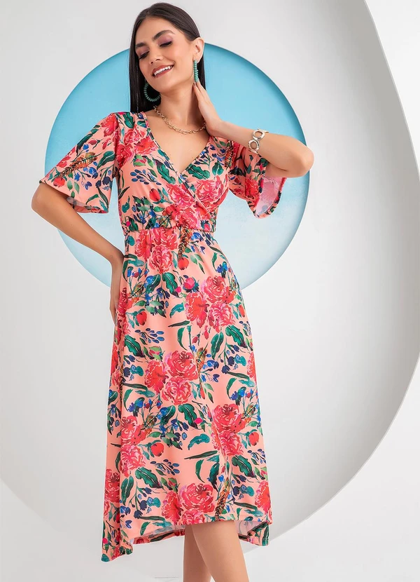 Rosalie - Vestido Floral Vibrante em Jersey Acetinado 5
