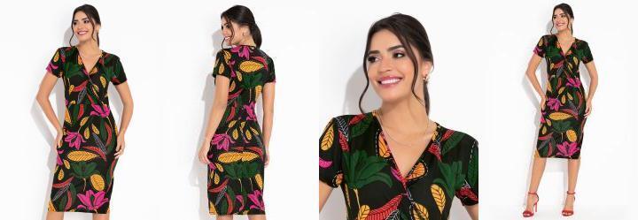 Vestido Folhagem Transpassado