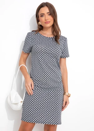 Rosalie - Vestido Geométrico Abstrato em Malha de Poliéste - ROSALIE