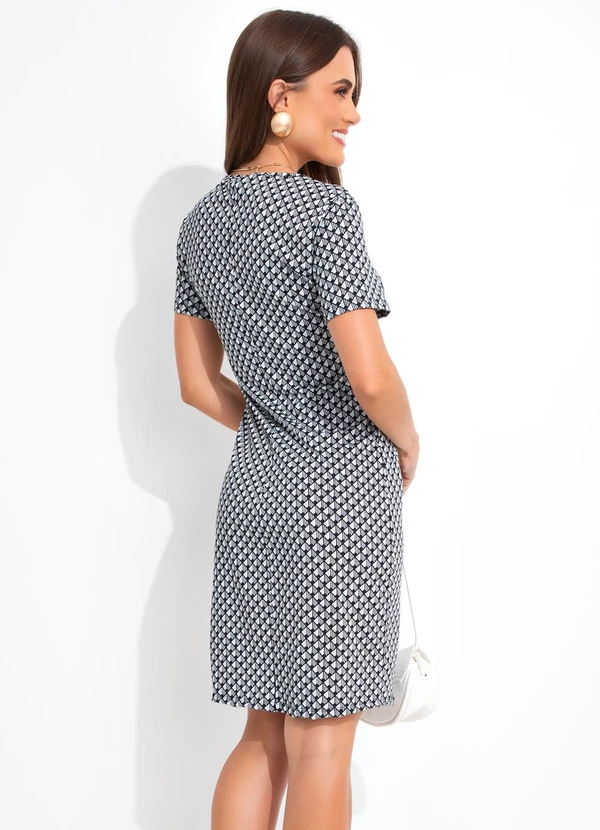 Rosalie - Vestido Geométrico Abstrato em Malha de Poliéste 2