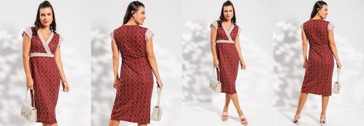 Vestido Geomtrico Bord em Malha