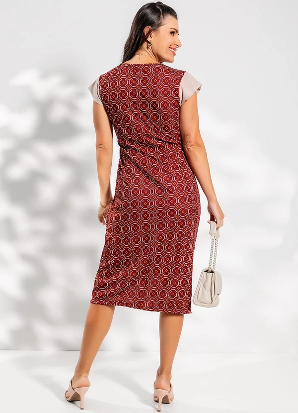 Rosalie - Vestido Geométrico Bordô em Malha 4