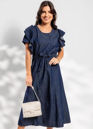 Rosalie - Vestido Jeans Azul Escuro em Jeans Leve - ROSALIE