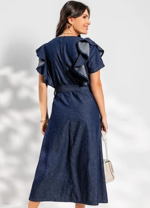 Rosalie - Vestido Jeans Azul Escuro em Jeans Leve - ROSALIE