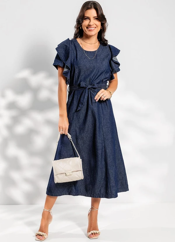 Rosalie - Vestido Jeans Azul Escuro em Jeans Leve 3