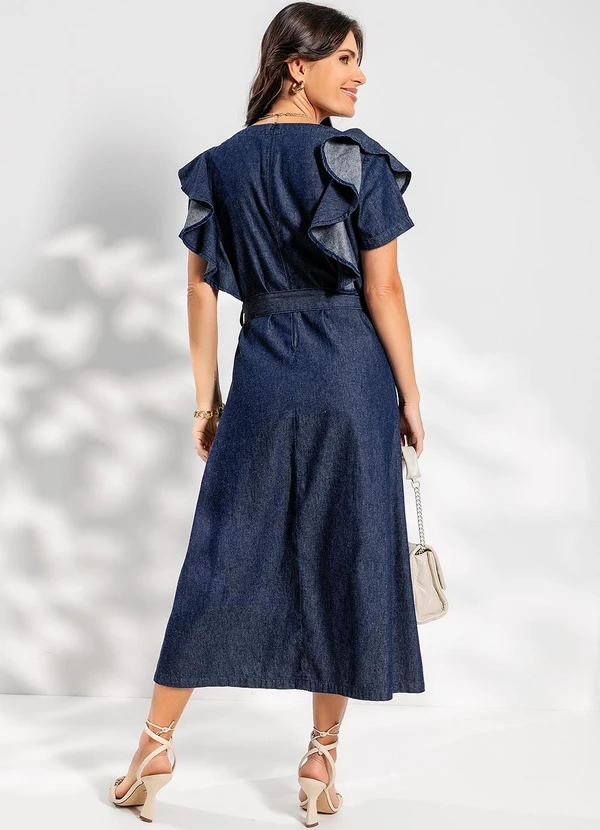 Rosalie - Vestido Jeans Azul Escuro em Jeans Leve 4