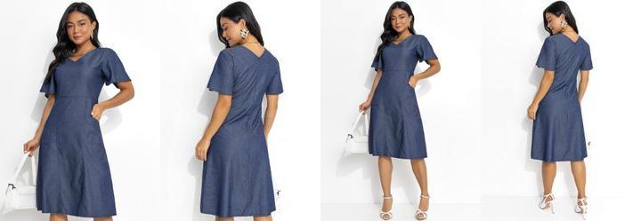 Vestido Jeans Mdio em Jeans Leve