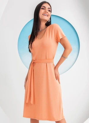Rosalie - Vestido Laranja em Malha Metalizada - ROSALIE