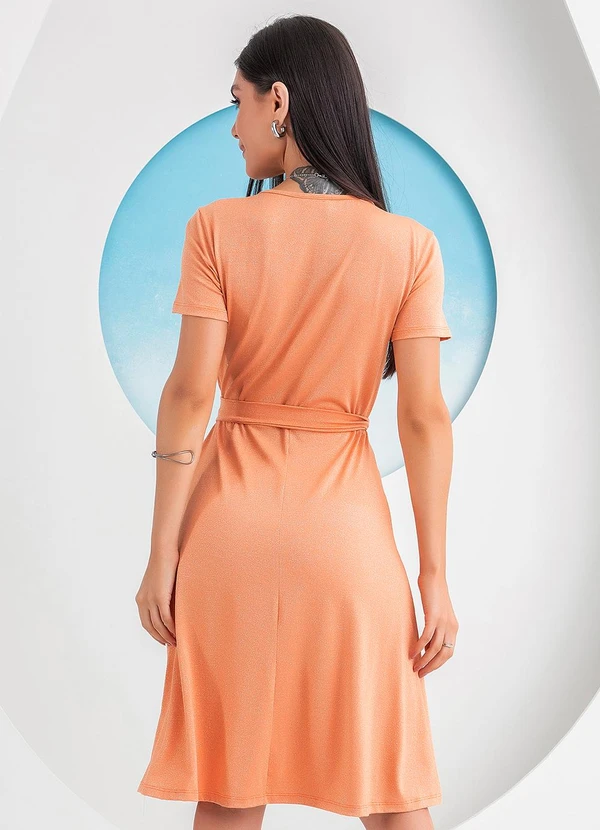 Rosalie - Vestido Laranja em Malha Metalizada 2