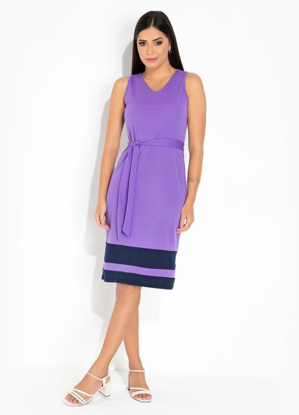 Outlet - Vestido Lavanda com Faixa Moda Evangélica 4