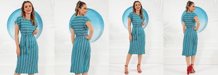 Vestido Listrado em Malha