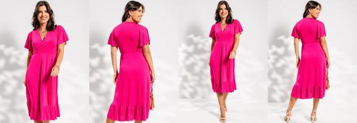 Vestido Pink em Malha com Elastano