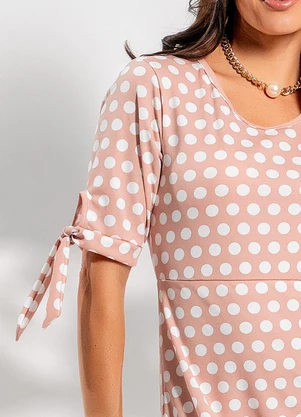 Rosalie - Vestido Poá Nude em Malha - ROSALIE