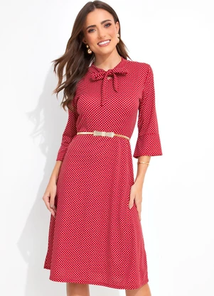 Rosalie - Vestido Poá Vermelho em Malha - ROSALIE