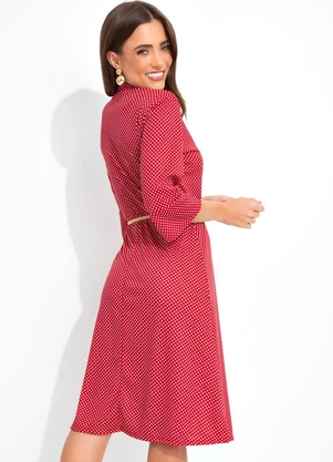 Rosalie - Vestido Poá Vermelho em Malha - ROSALIE