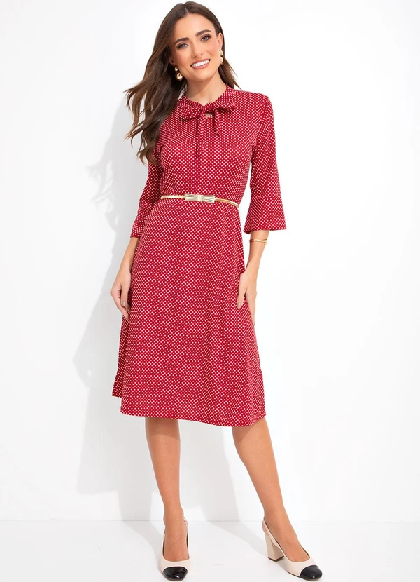 Rosalie - Vestido Poá Vermelho em Malha 3