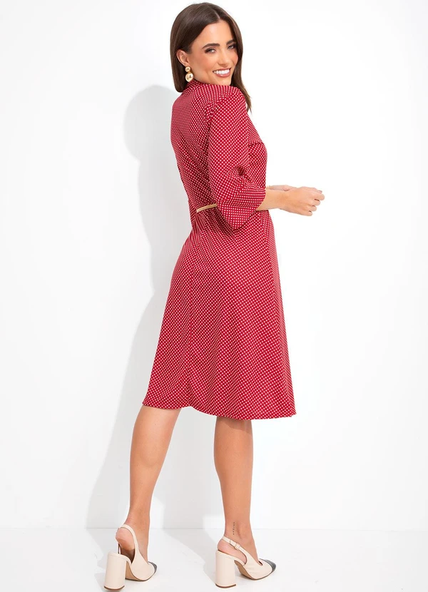 Rosalie - Vestido Poá Vermelho em Malha 4