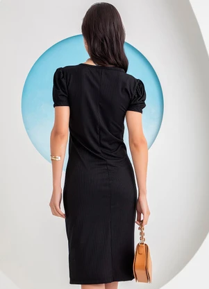Rosalie - Vestido Preto em Canelado - ROSALIE