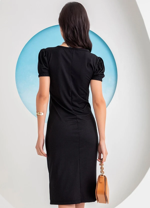 Rosalie - Vestido Preto em Canelado 2