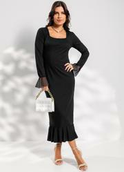 Vestido Preto em Canelado