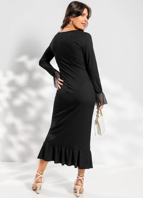 Rosalie - Vestido Preto em Canelado 2