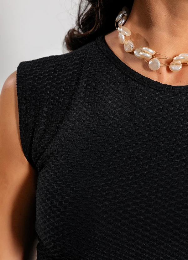 Rosalie - Vestido Preto em Malha Colméia 5