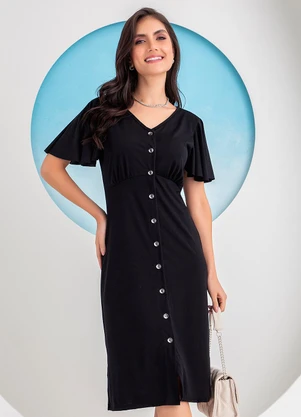 Rosalie - Vestido Preto em Poliviscose - ROSALIE