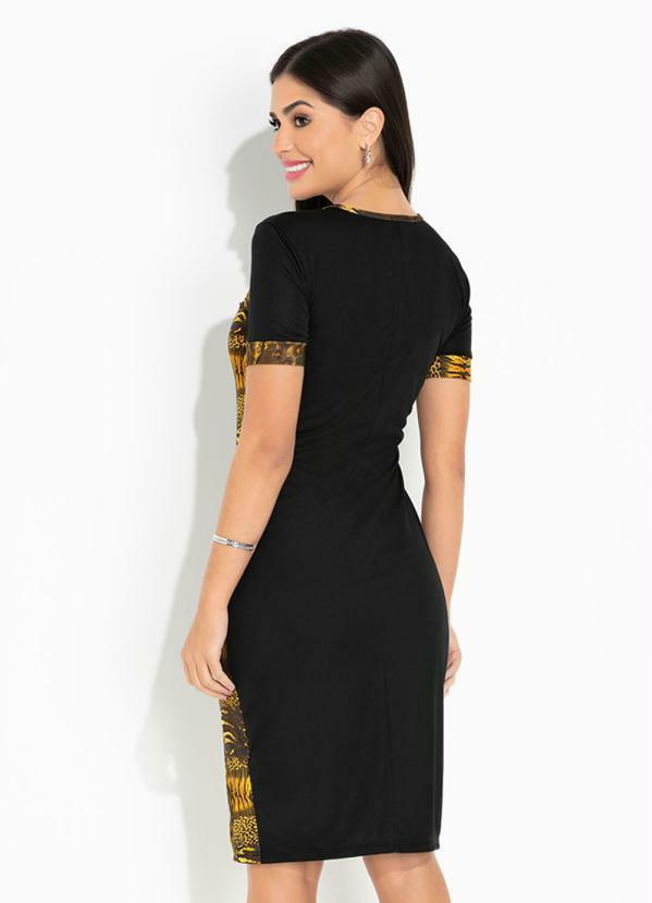 Queima Estoque - Vestido Preto/Felinos Moda Evangélica 2