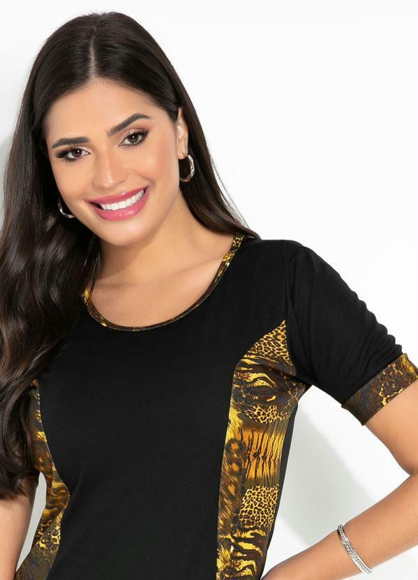 Queima Estoque - Vestido Preto/Felinos Moda Evangélica 3