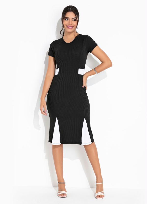 Outlet - Vestido Preto Recortes Princesa Moda Evangélica 4