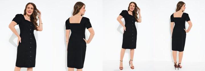 Vestido Preto Sarja com Botes