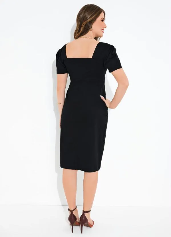 Rosalie - Vestido Preto Sarja com Botões 4