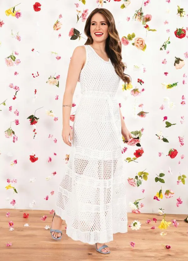 Rosalie - Vestido Regata em Tricô Branco 3
