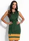 Rosalie - Vestido Marinho e Bege com Faixa - variação: Verde Militar
