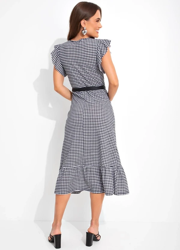 Rosalie - Vestido Xadrez Preto Branco em Malha de Algodão 3