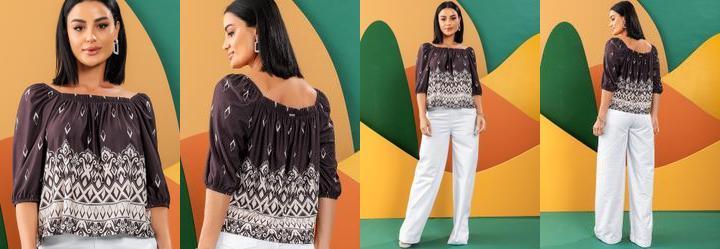 Bata Barrado Folk em Malha Fria